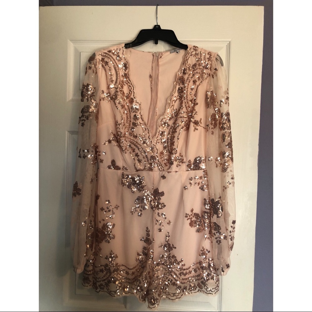 Rose Gold Zip Up Romper